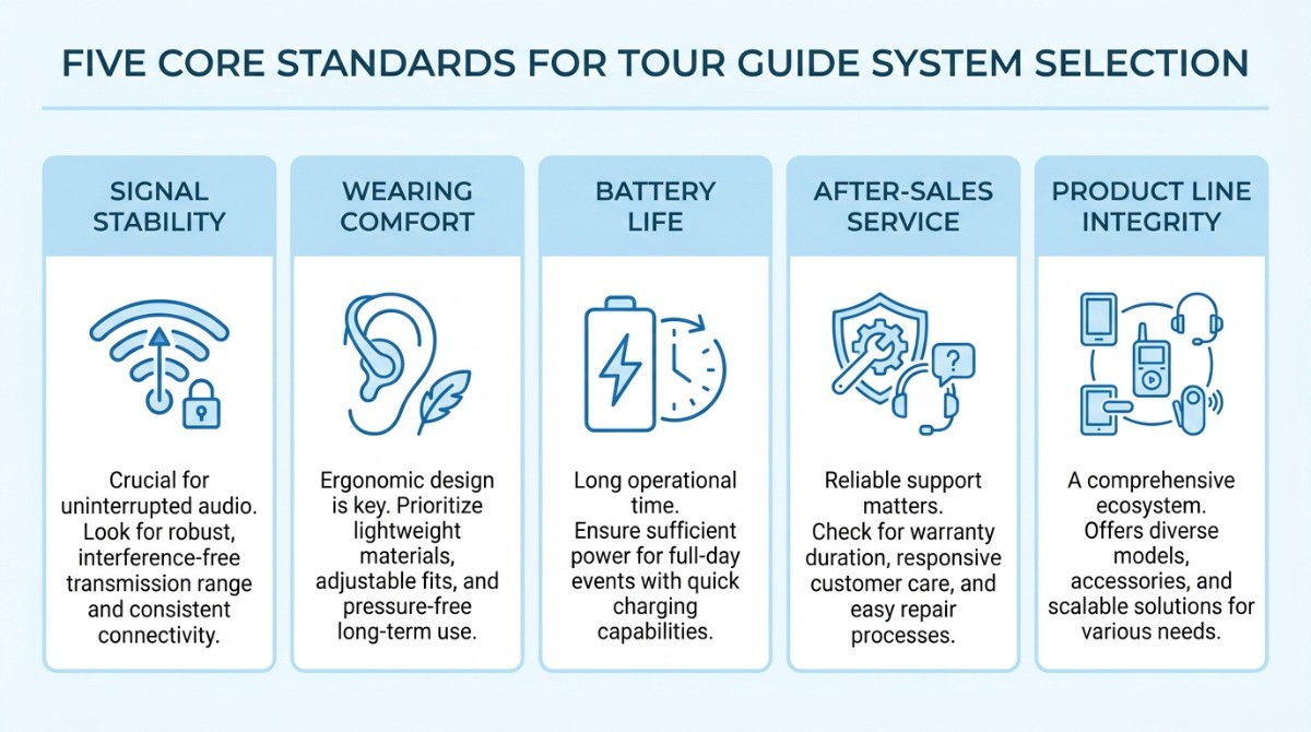 5 Core Criteria for Choosing Audio Guides Signal Stability Wearing Comfort Battery Life 5 Core Criteria for Choosing Audio Guides Signal Stability Wearing Comfort Battery Life